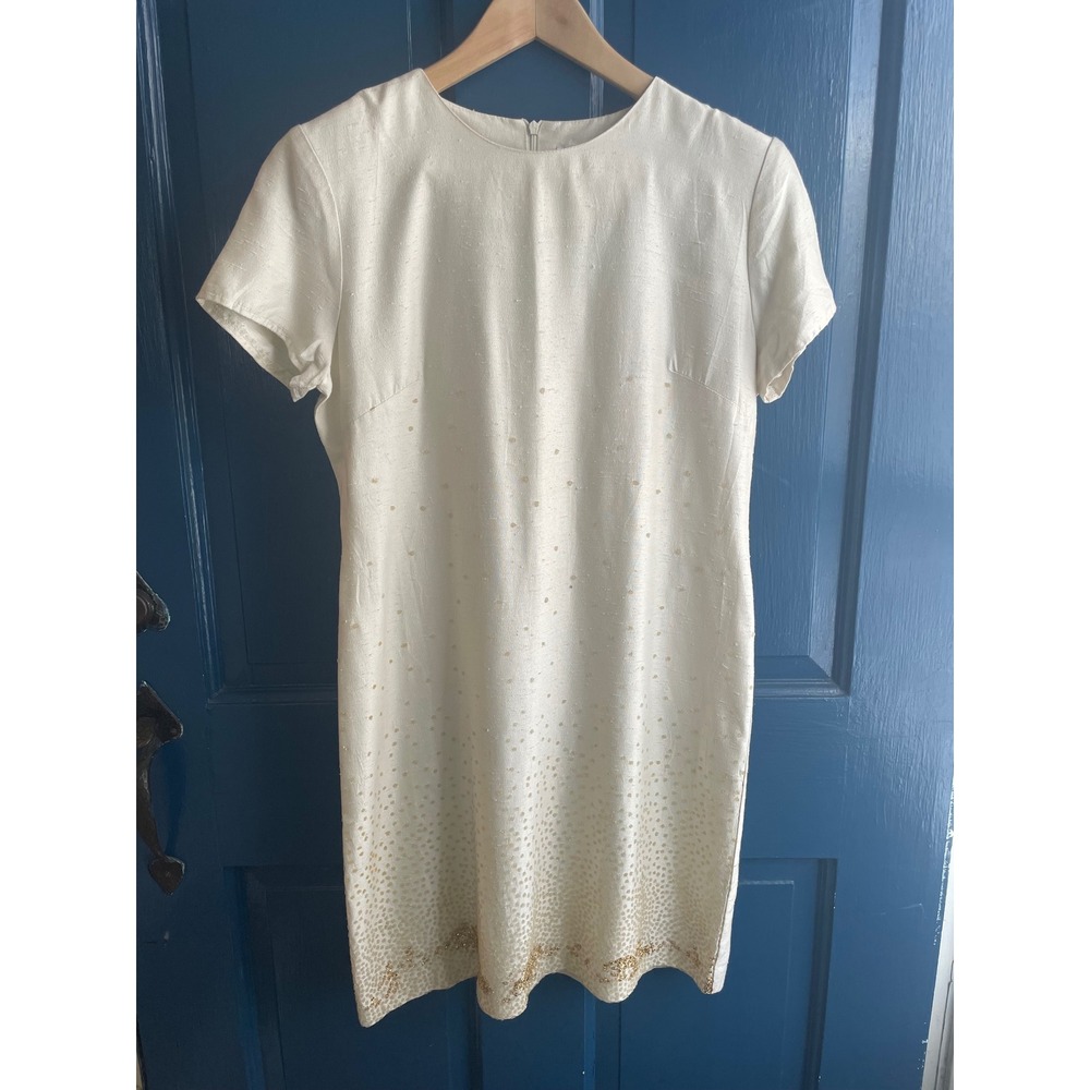 Vintage‎ Sheath Dress 6 Short Sleeve Gold Embellished Cocktail Jeffrey & Dara